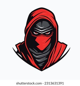 Assassin Red Ninja Esports Logo Mascot Vector Illustration