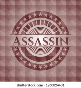 Assassin red polygonal badge. Seamless.