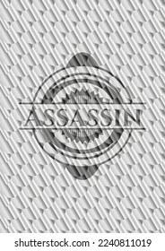 Assassin silver color emblem. Scales pattern. Vector Illustration. Detailed. 