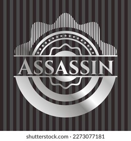 Assassin silvery badge or emblem. Vector Illustration. Mosaic. 