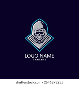 vetor de design de logotipo de mascote de crânio de assassino