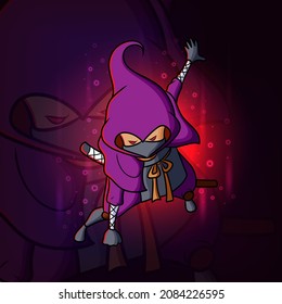 El asesino con un traje sorprende el diseño de ilustración del logo de apoyo del enemigo