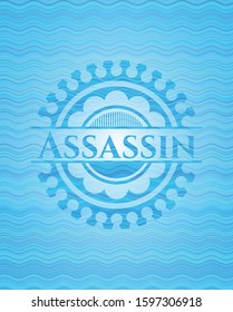 Assassin water wave representation style emblem. Vector Illustration. Detailed.