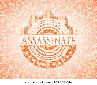 Assassinate abstract orange mosaic emblem