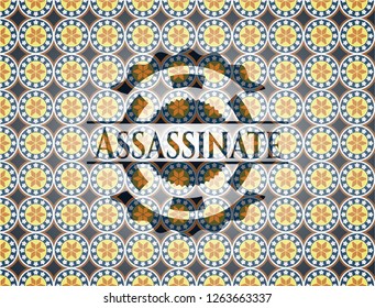 Assassinate arabic style badge. Arabesque decoration.