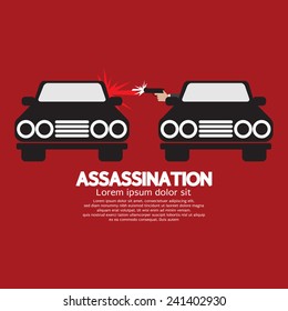 Assassination Shooting From The Car Vector Illustration