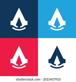 Assassins Creed blue and red four color minimal icon set