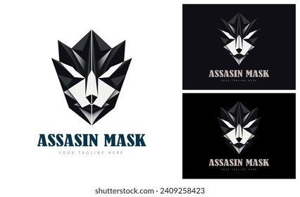 Assassins mask face mosaic style modern logo template design for brand or company