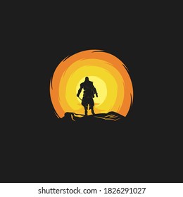 assassins on sunset illustration logo design template