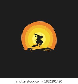 assassins on sunset illustration logo design template