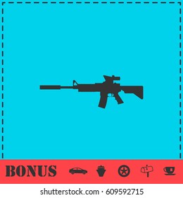Assault carbine icon flat. Simple vector symbol and bonus icon