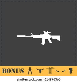 Assault carbine icon flat. Simple vector symbol and bonus icon
