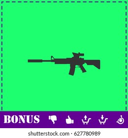 Assault carbine icon flat. Simple vector symbol and bonus icon