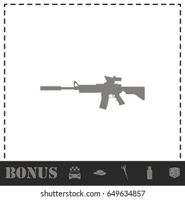 Assault carbine icon flat. Simple vector symbol and bonus icon