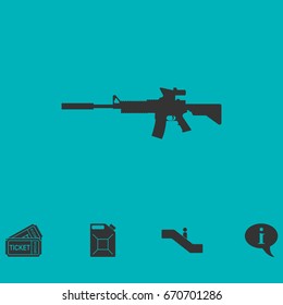 Assault carbine icon flat. Simple vector symbol and bonus icon
