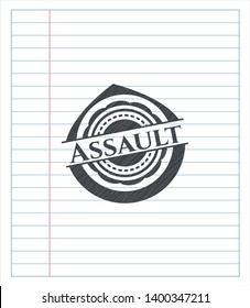 Assault emblem draw with pencil effect. Vector Illustration. Detailed.