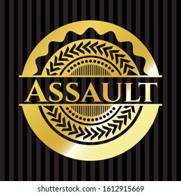 Assault golden badge or emblem. Vector Illustration. Detailed.