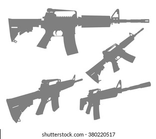 Assault Gun Silhouettes / EPS10 Vector 