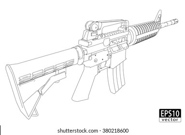 Assault Gun Wireframe (Back)| EPS10 Vector