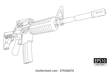 Assault Gun Wireframe | EPS10 Vector