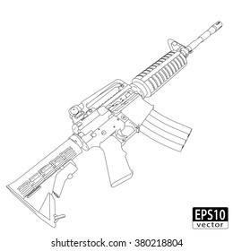 Assault Gun Wireframe (side) | EPS10 Vector