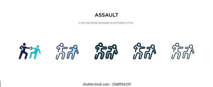 assault icon in different style vector illustration. two colored and black assault vector icons designed in filled, outline, line and stroke style can be used for web, mobile, ui