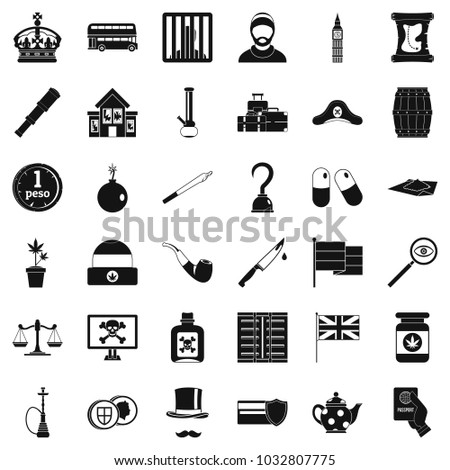 Assault icons set. Simple set of 36 assault vector icons for web isolated on white background