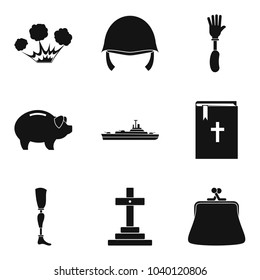 Assault icons set. Simple set of 9 assault vector icons for web isolated on white background