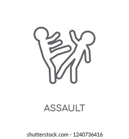 Assault linear icon. Modern outline Assault logo concept on white background from army and war collection. Suitable for use on web apps, mobile apps and print media.