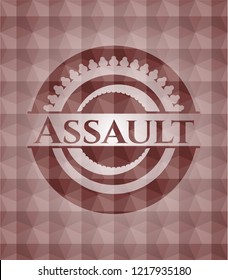 Assault red seamless geometric pattern emblem. Seamless.
