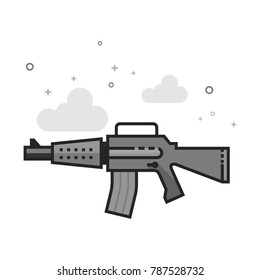 Assault riffle icon in flat outlined grayscale style. Vector illustration.