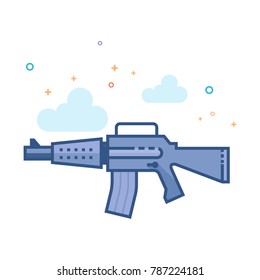 Assault riffle icon in outlined flat color style. Vector illustration.