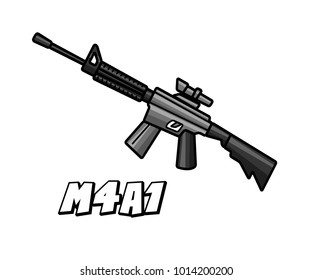 Assault Riffle Weapon Model M4a1 Cartoon Design