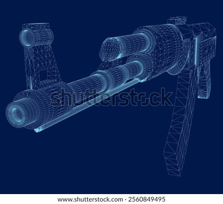 assault rifl wireframe. weapon and army symbol. isolated vector image for military web design