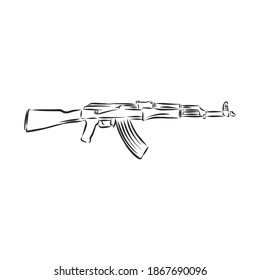 Fusil de asalto . Estilo Doodle. ilustración de esbozo vectorial de rifle de asalto