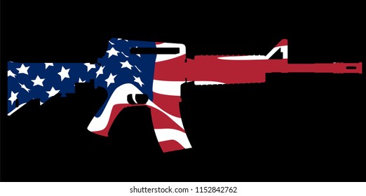 assault rifle and flag
