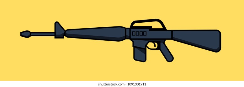 Assault rifle / flat illustration / A vector illustration of a Assault Rifle assault rifle. Assault rifle Icon illustration. Weapon firearm military terrorism concept.