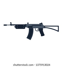 Assault rifle gun vector icon war. Black weapon military army automatic machine. Silhouette police ammunition side arsenal