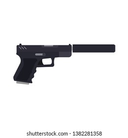 Assault rifle gun vector icon war. Black weapon military army automatic machine. Silhouette police ammunition side arsenal
