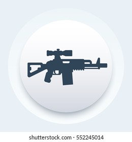 assault rifle icon, automatic gun with optical sight