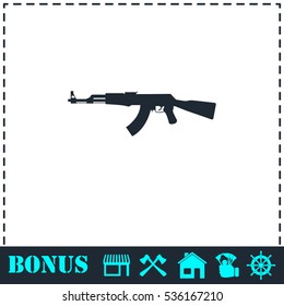 Assault rifle icon flat. Simple vector symbol and bonus icon