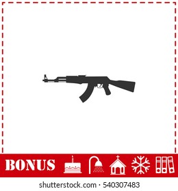 Assault rifle icon flat. Simple vector symbol and bonus icon