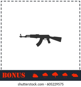 Assault Rifle Icon Flat. Simple Vector Symbol And Bonus Icon