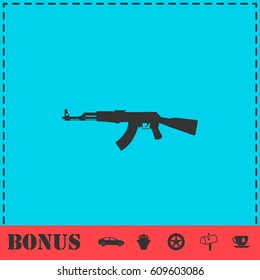 Assault rifle icon flat. Simple vector symbol and bonus icon