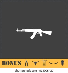 Assault rifle icon flat. Simple vector symbol and bonus icon