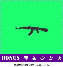 Assault rifle icon flat. Simple vector symbol and bonus icon