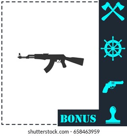 Assault rifle icon flat. Simple vector symbol and bonus icon