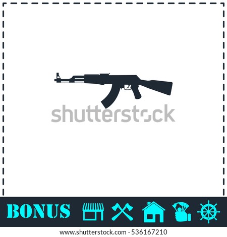 Assault rifle icon flat. Simple vector symbol and bonus icon