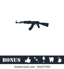 Assault rifle icon flat. Vector illustration symbol and bonus pictogram