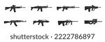 assault rifle icon set. weapon, carbine and firearms symbols. isolated vector images for military infographics and web design